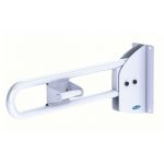 1055-FTW - Swing Up Grab Bar White With Toilet Tissue Dispenser