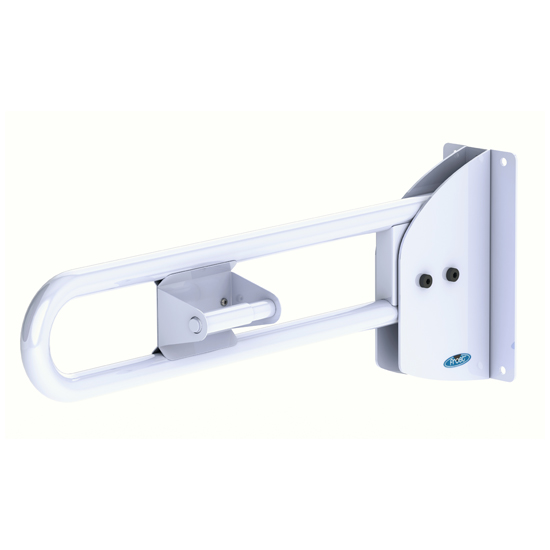 1055-FTW - Swing Up Grab Bar White With Toilet Tissue Dispenser
